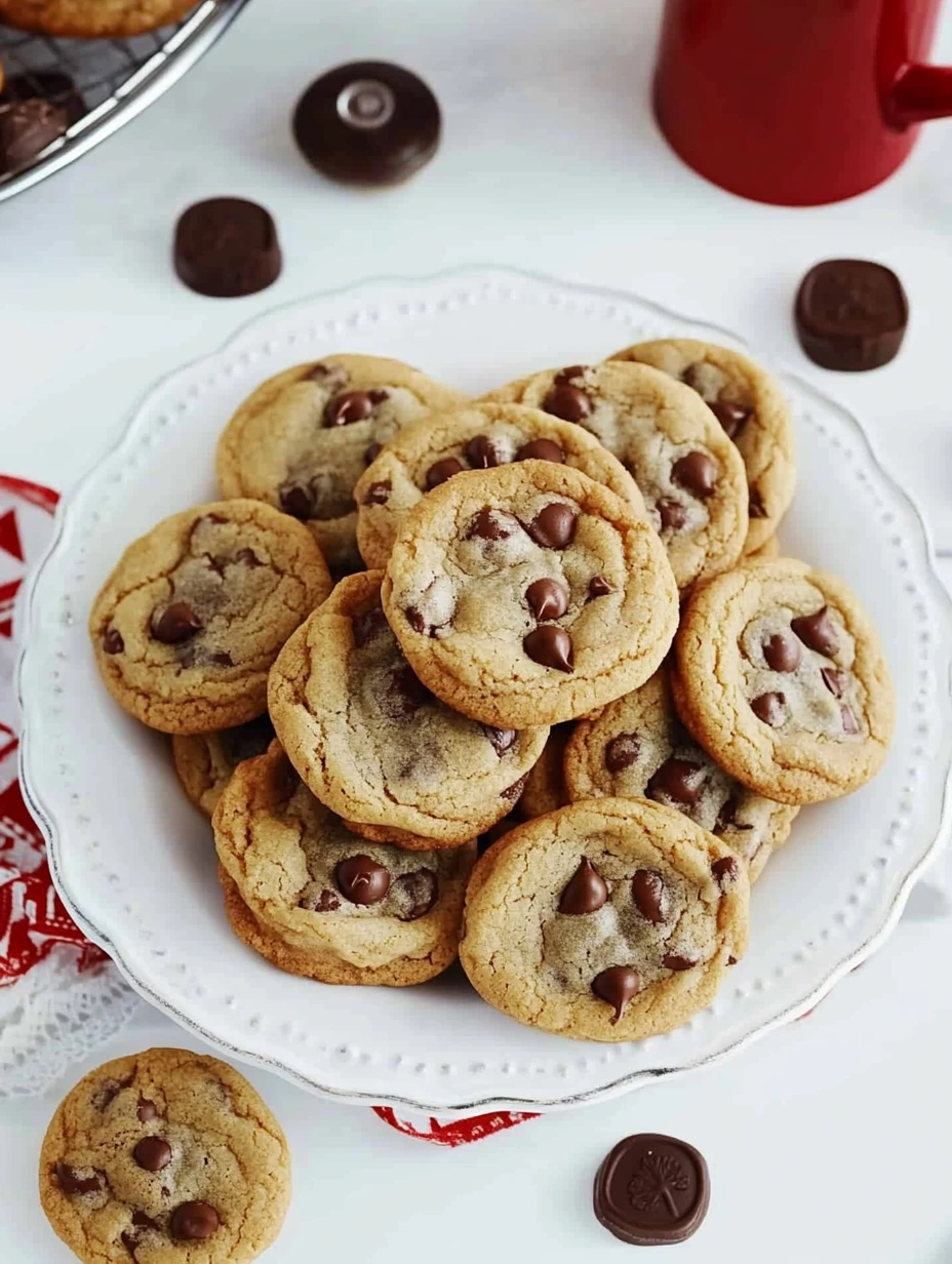 Plate of soft chocolate chip cookies