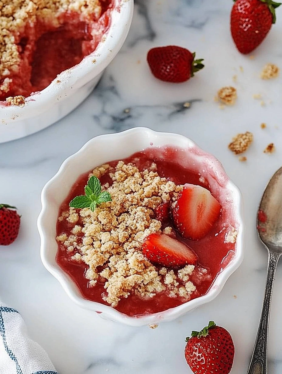 Bowl of strawberry and oatmeal crumble