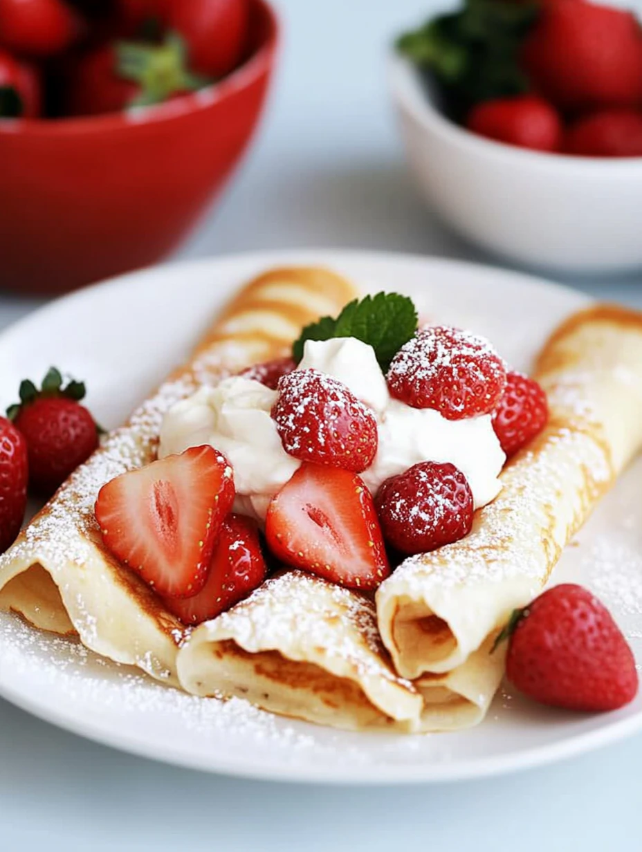 Strawberry and raspberry crepes
