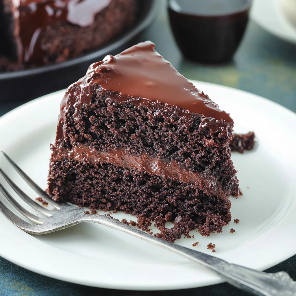 Soft chocolate cake with ganache