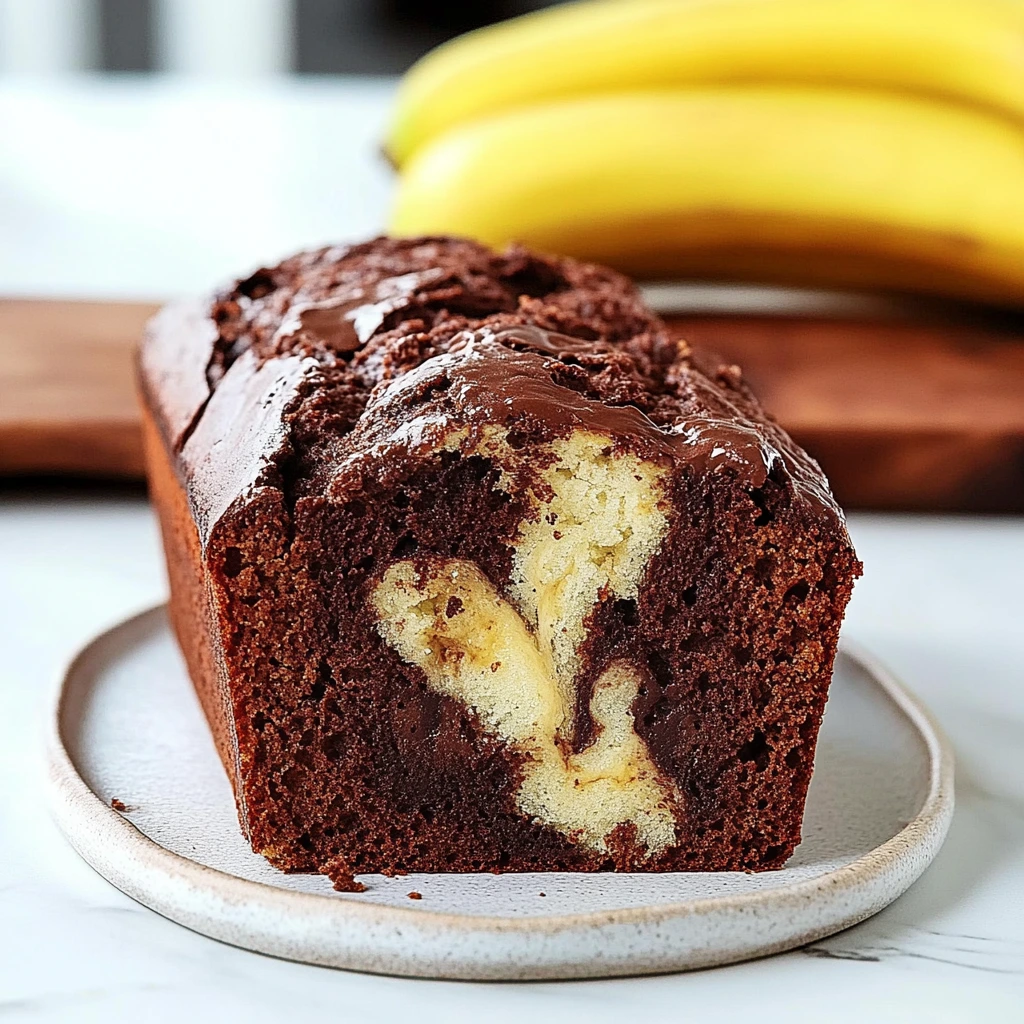 Chocolate marble banana loaf, easy recipe