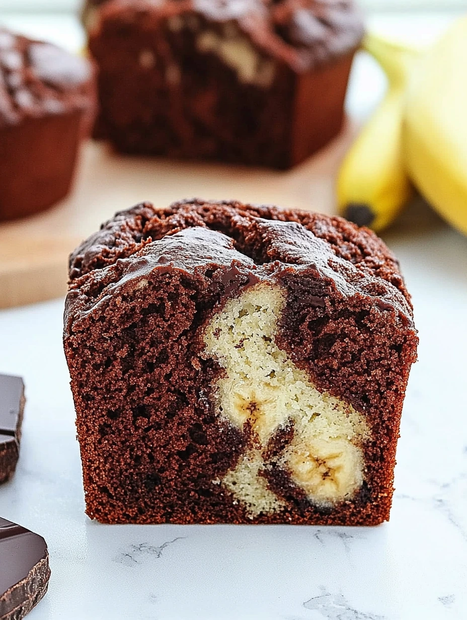 Finished chocolate marbled banana bread