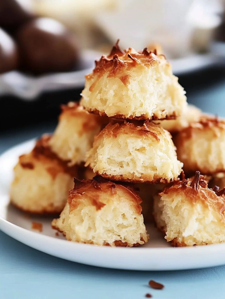 Presentation of coconut macaroons with condensed milk