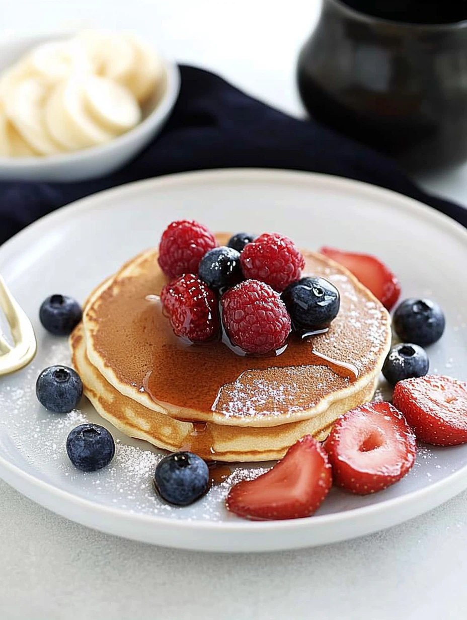 American pancakes with red berries