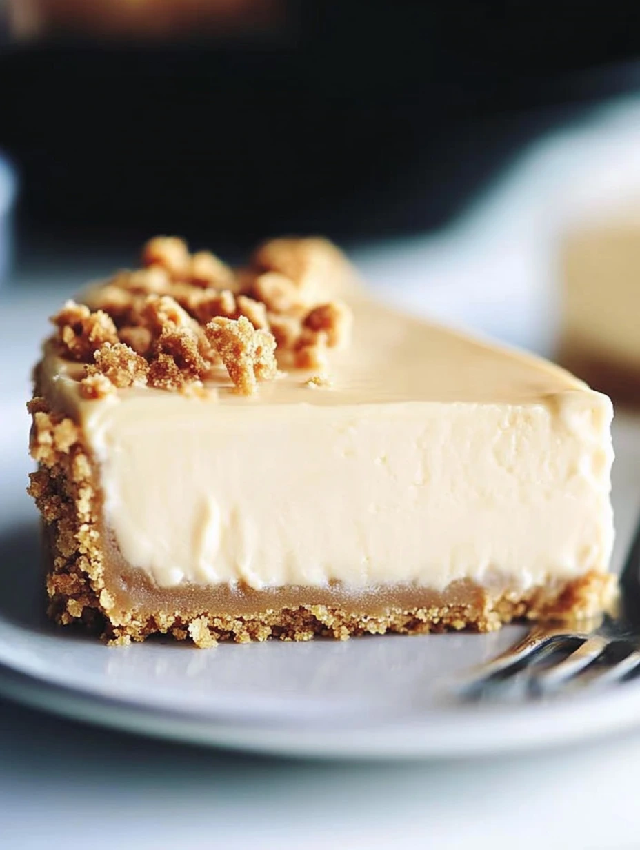 A slice of cream cheese dessert