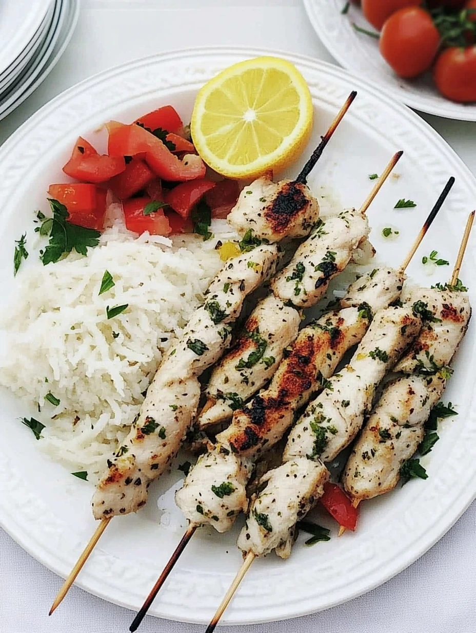 Lemon marinated chicken skewers