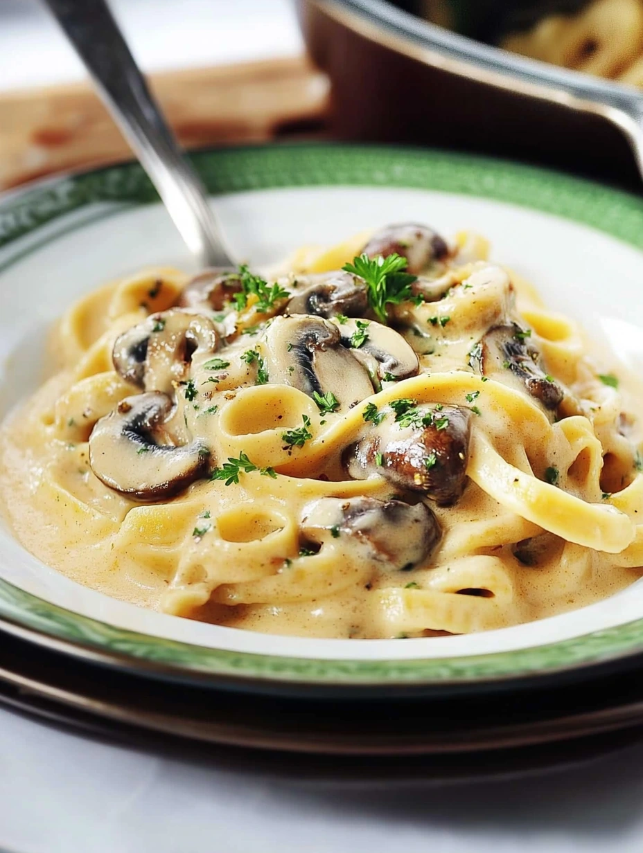 Mushroom pasta ready to eat