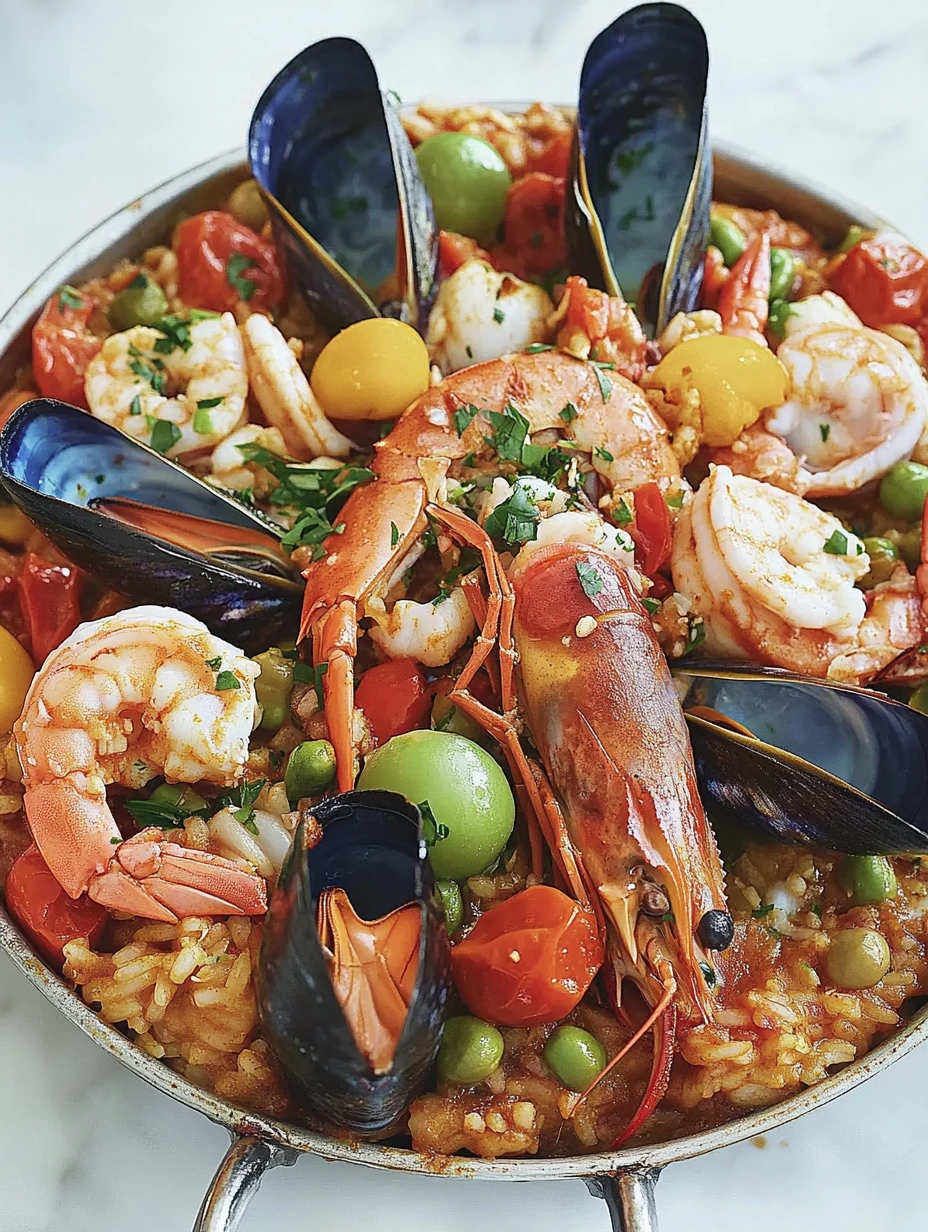 Seafood rice with vegetables dish