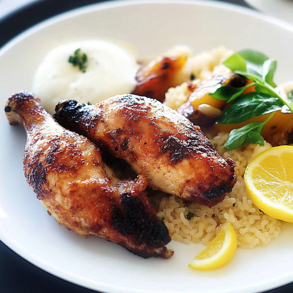 Spiced chicken legs with yogurt, lemon, and seasonings