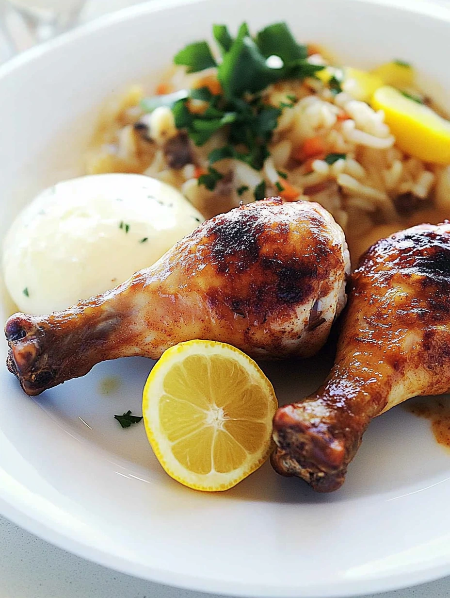 Golden marinated chicken drumsticks