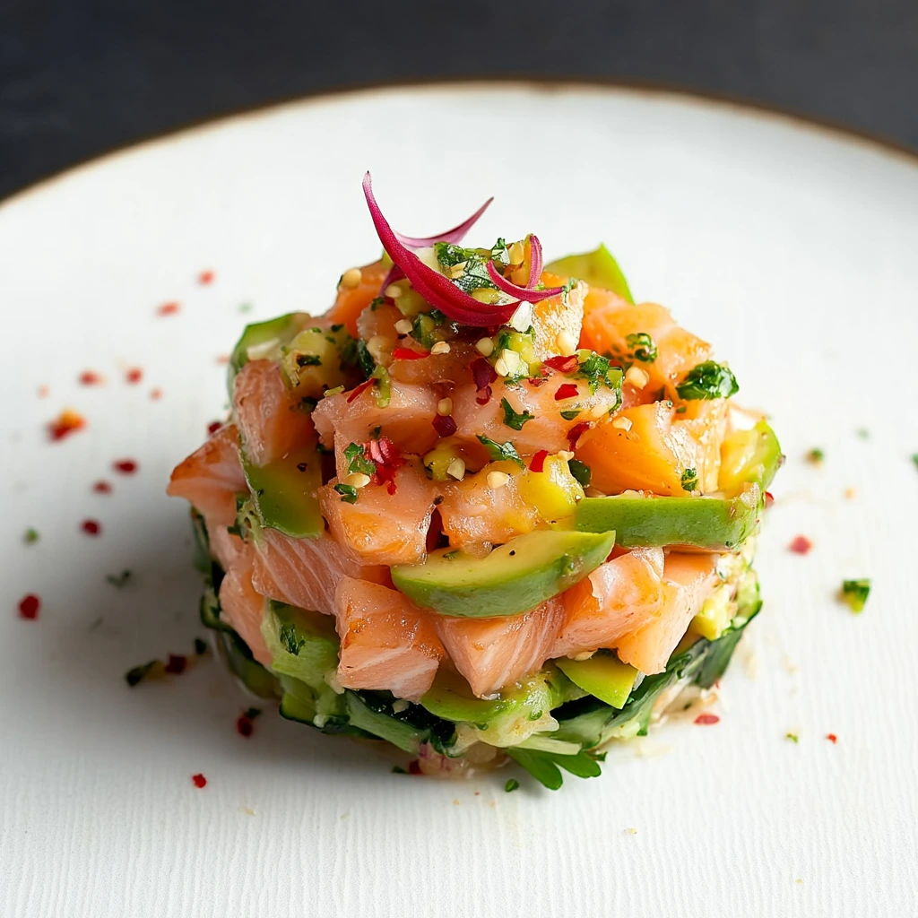 Fresh salmon avocado tartare