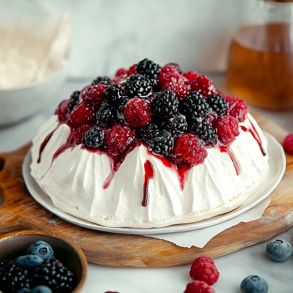 Berry Pavlova with Fresh Toppings