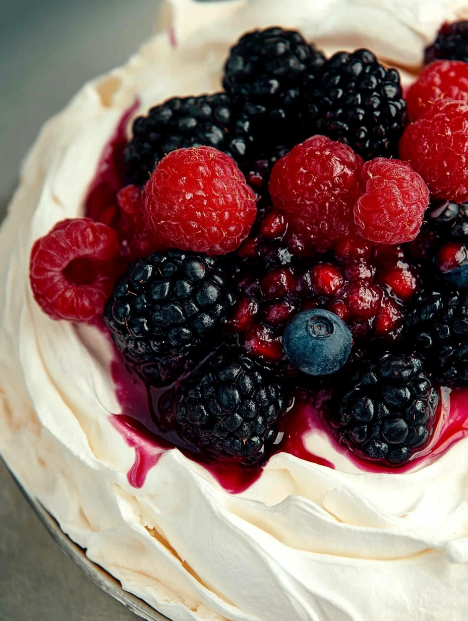 Red berry pavlova dish