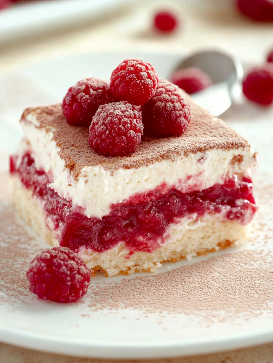 Raspberry tiramisu with chocolate sprinkle
