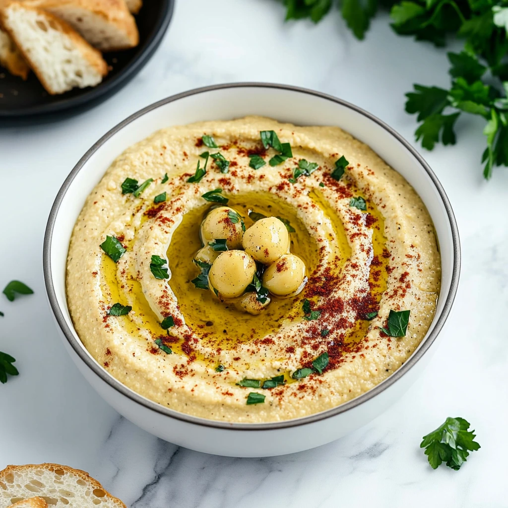 Creamy homemade hummus