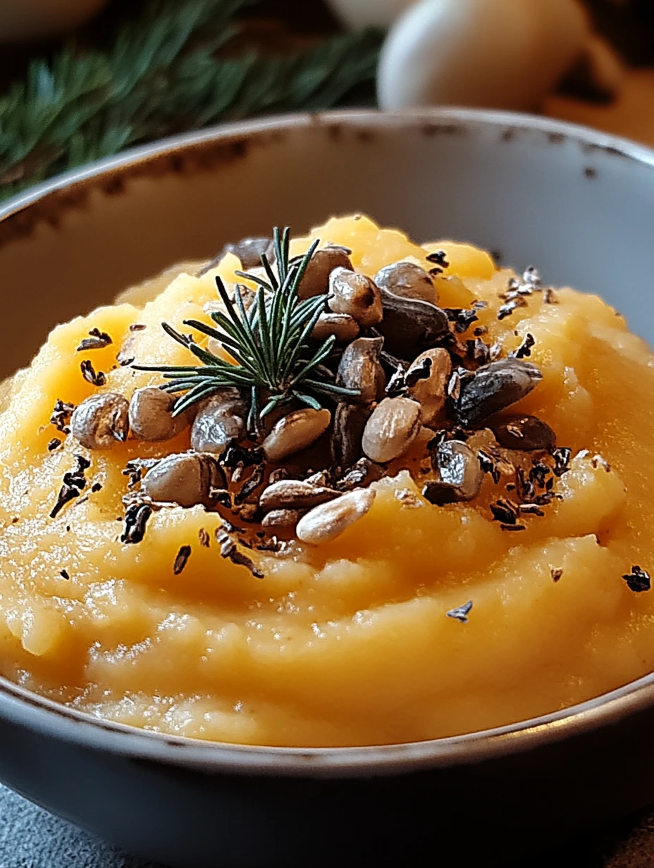 Sweet Potato Chestnut Puree topped with seeds