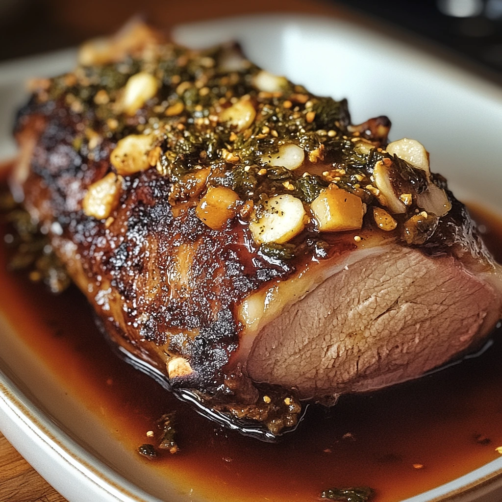 Slow-roasted lamb shoulder with honey