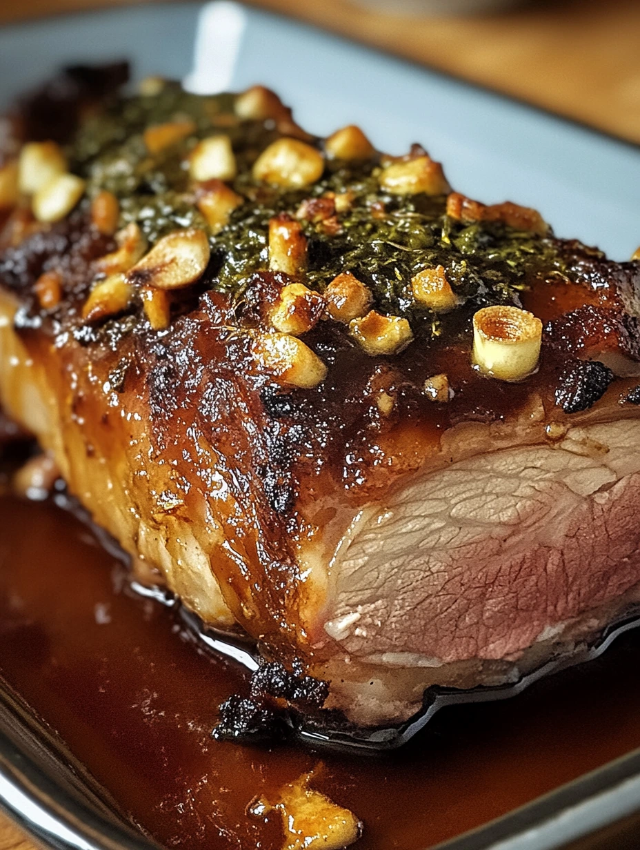 Juicy honey glazed lamb shoulder