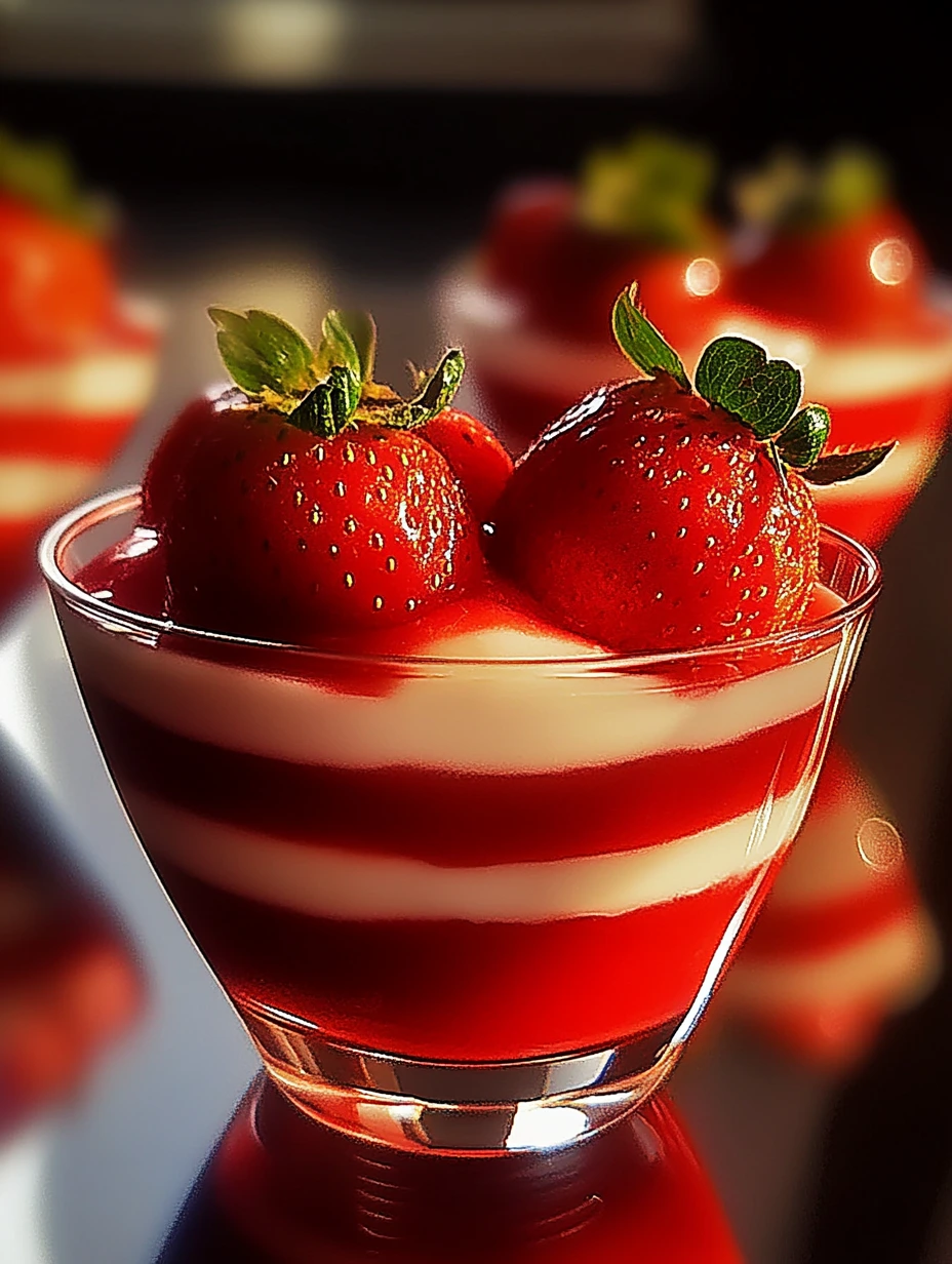 Pretty strawberry jelly dessert cups