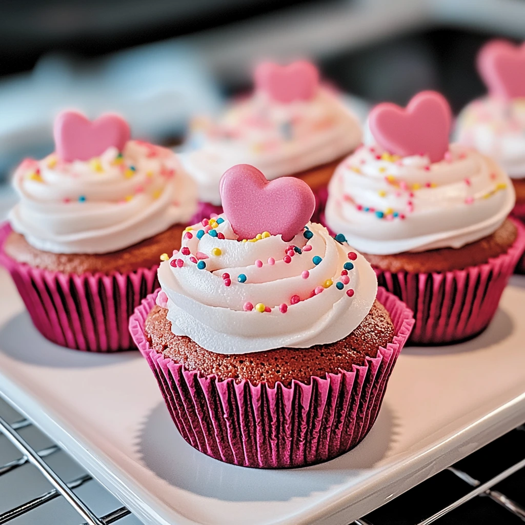 Pink Funfetti Velvety Cupcakes
