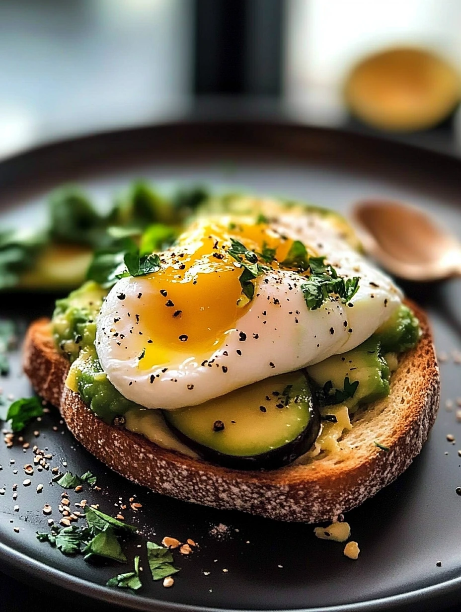 Quick avocado toast with poached egg