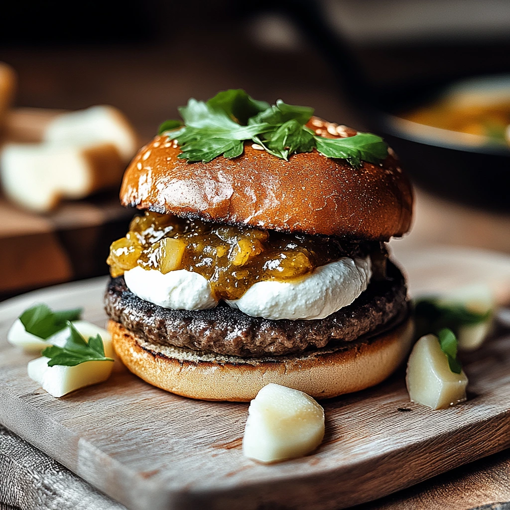 Goat Cheese Pear Chutney Burger
