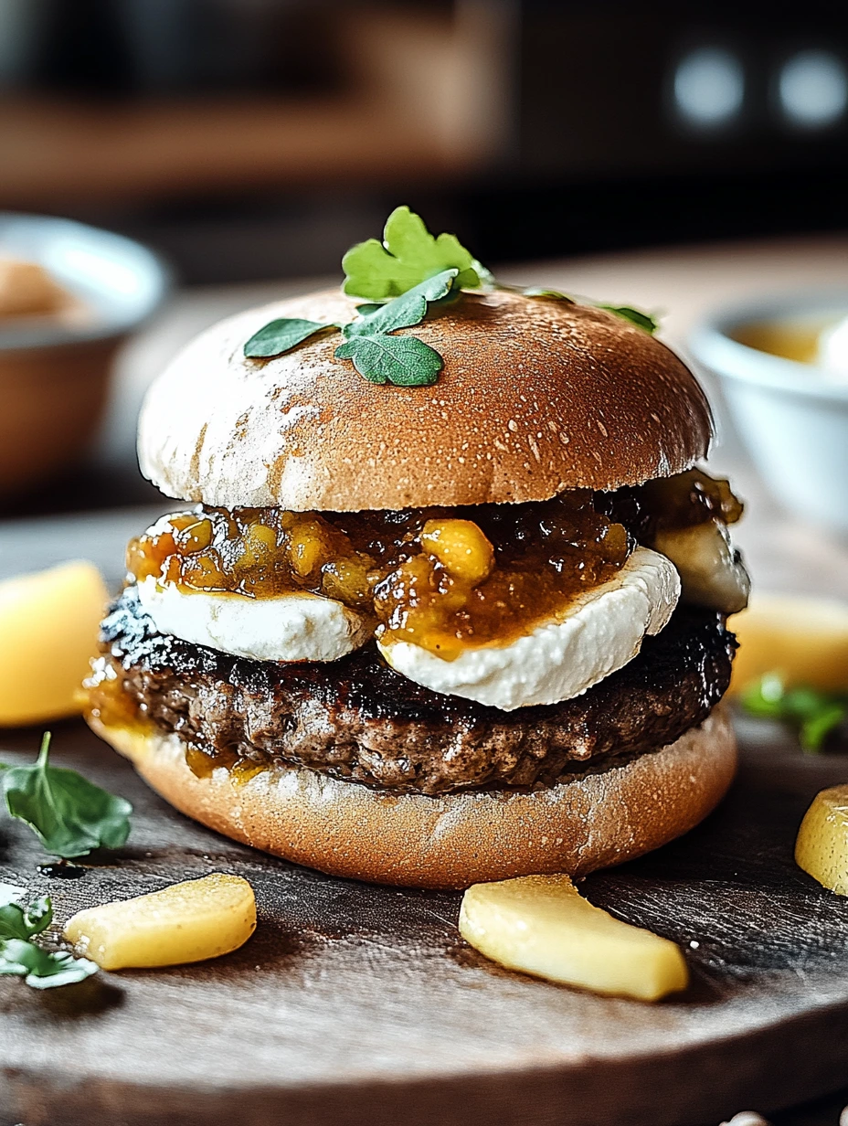 Burger with Pear Chutney Goat Cheese flavor explosion