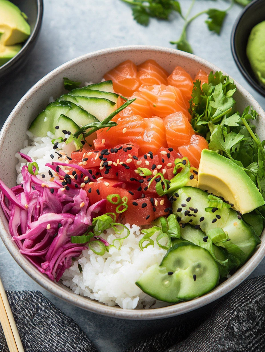 easy colorful poke bowl