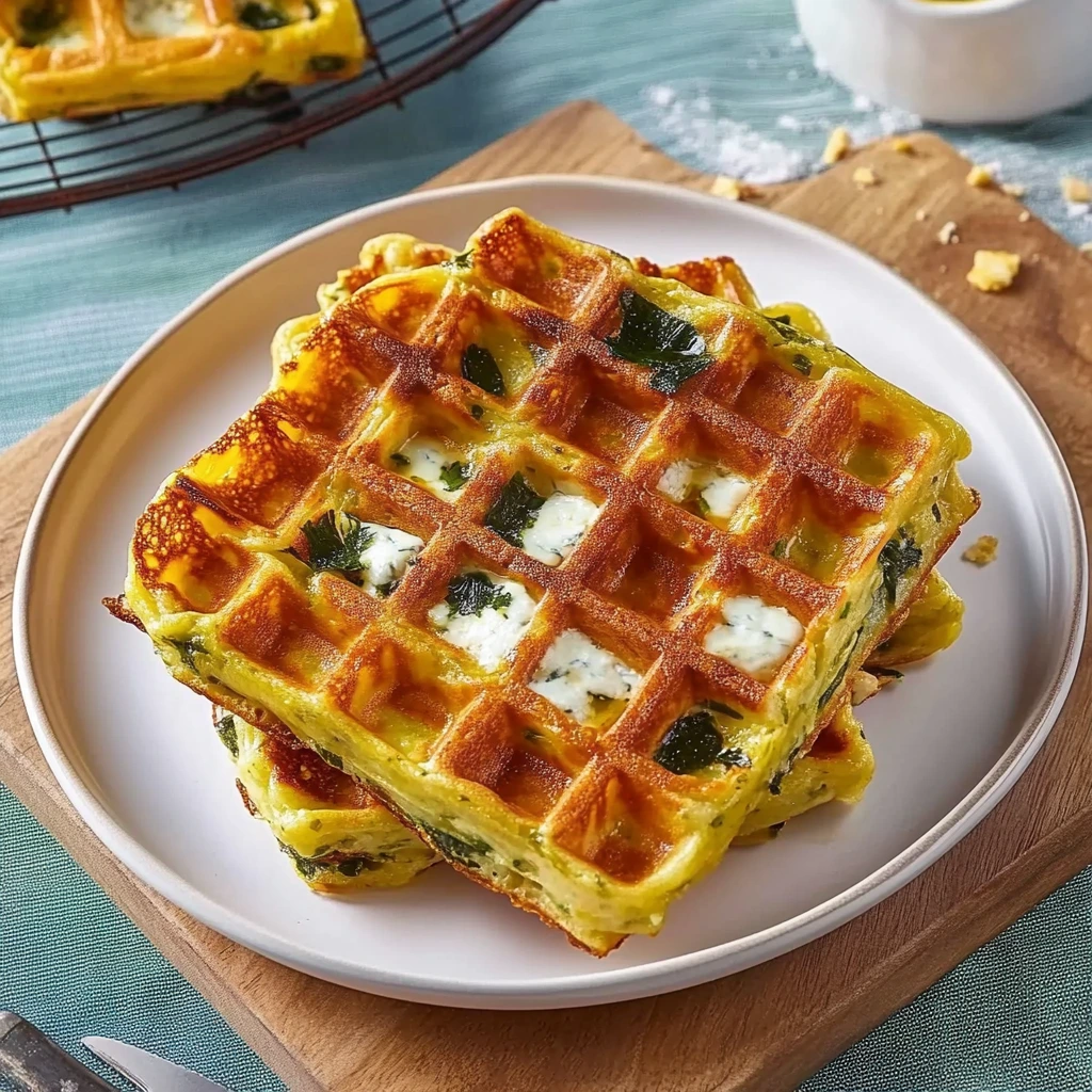 Veggie waffles with mozzarella