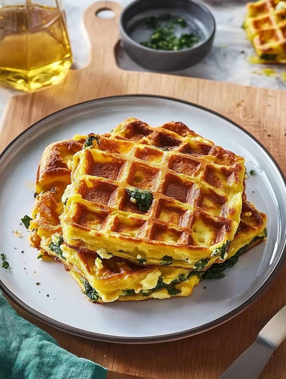 Pieces of Veggie Waffles with Mozzarella