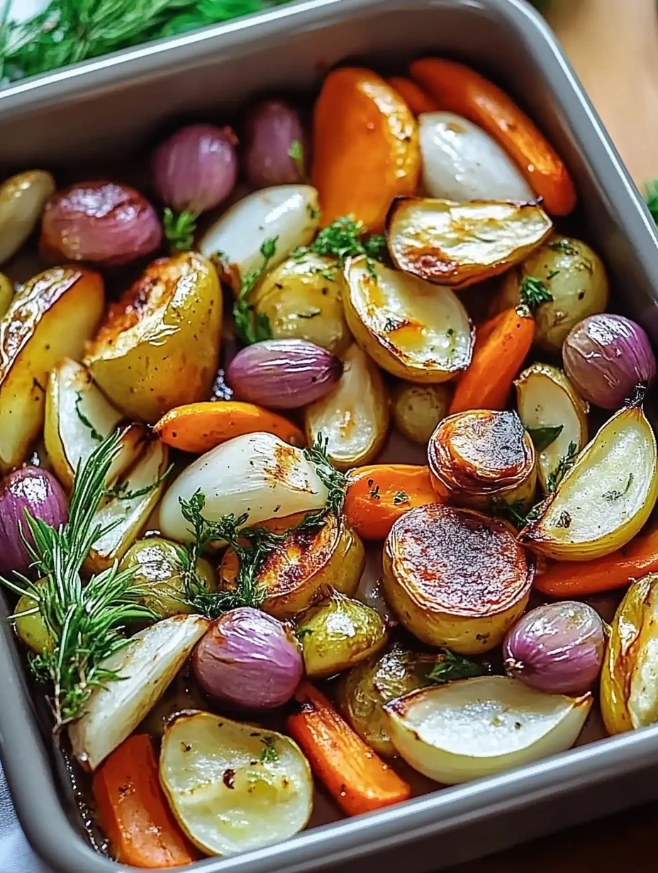 Golden oven-roasted winter vegetables