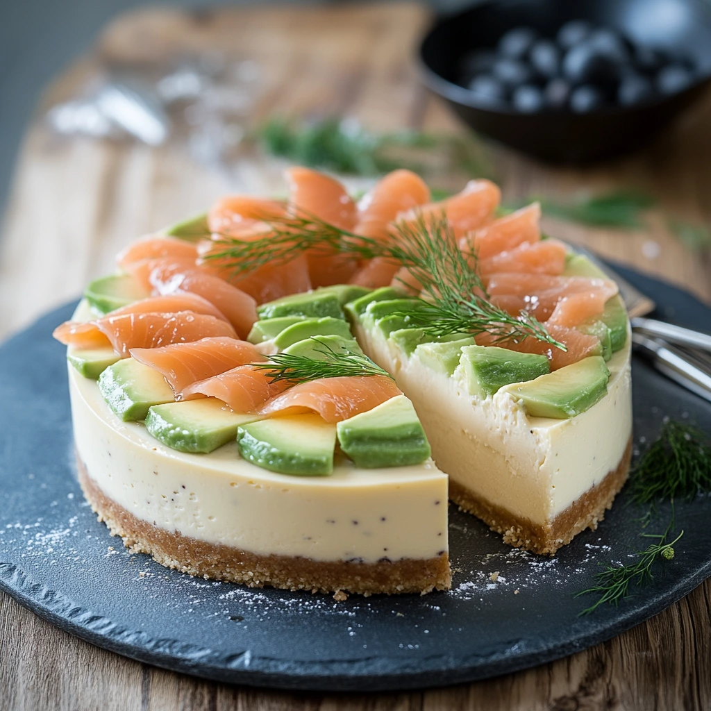Savory Avocado and Salmon Cheesecake