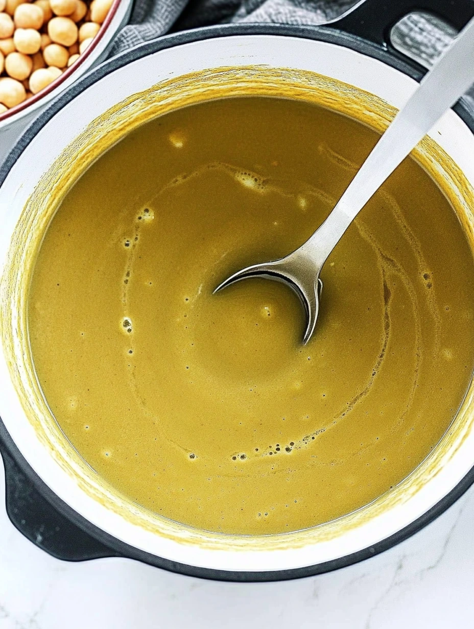 Split pea soup flavored with cumin