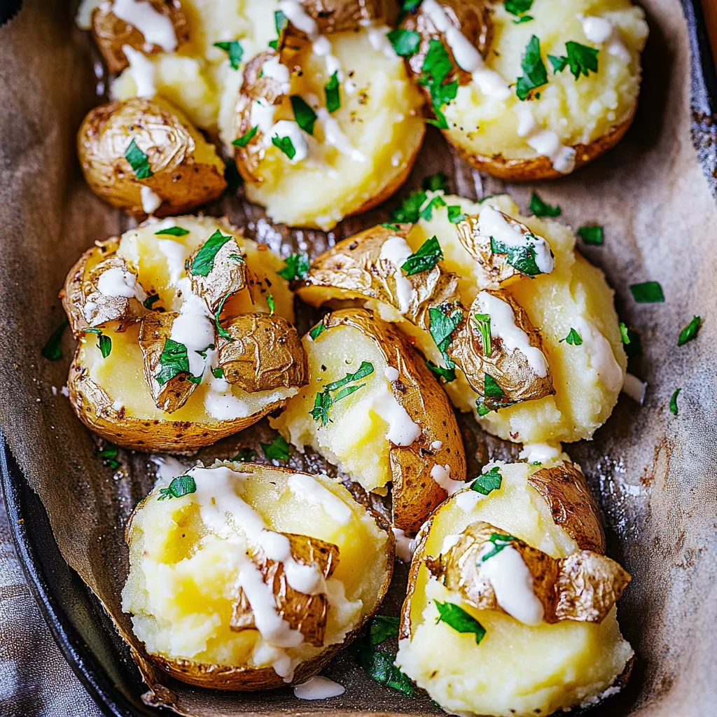 Golden smashed or crispy potatoes