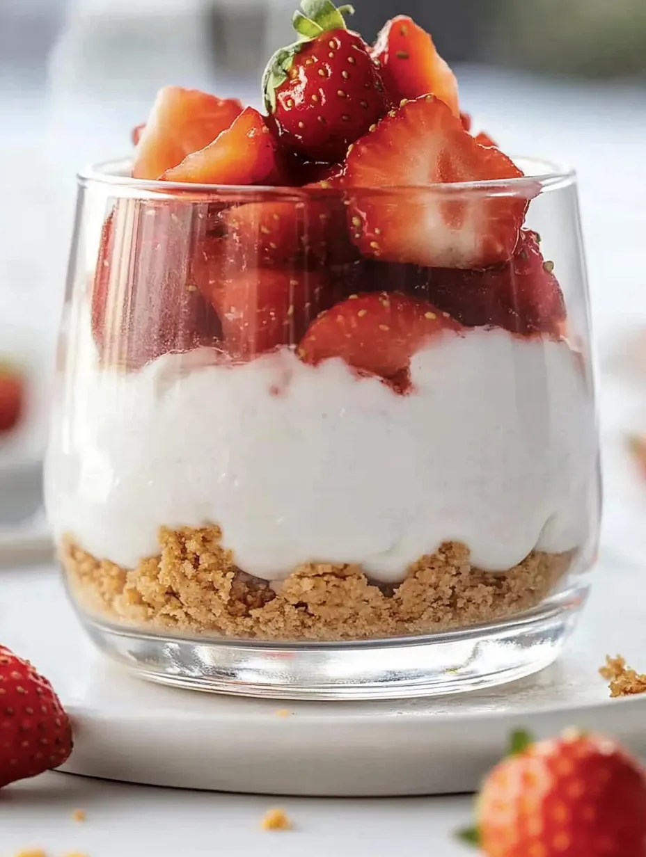 Fruity strawberry dessert in glass – Light and creamy with yogurt