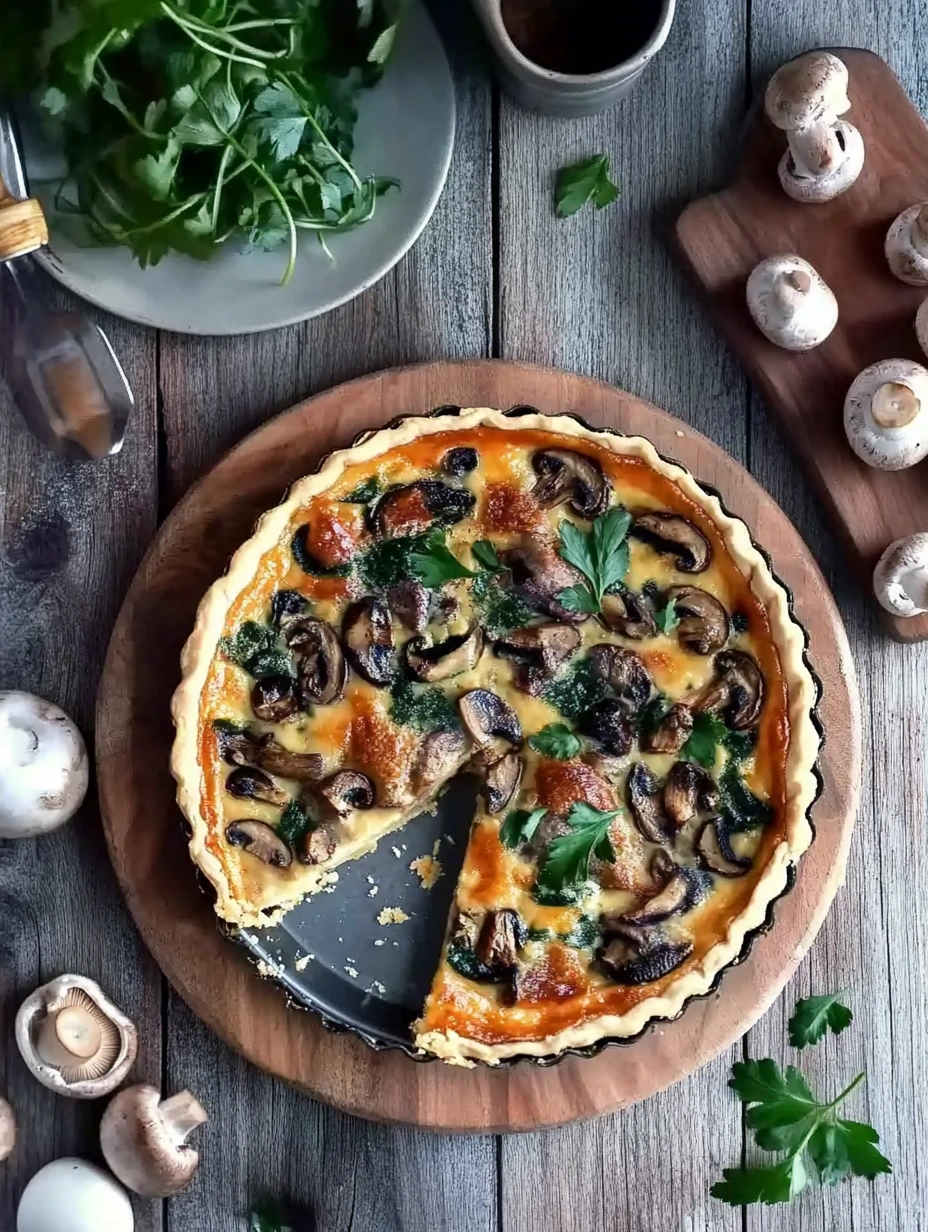 Family-style spinach and mushroom quiche