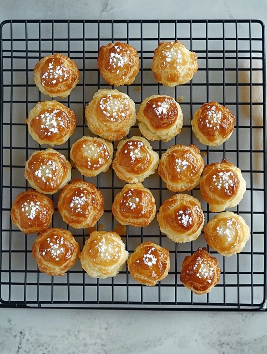 Pastry puffs in oven