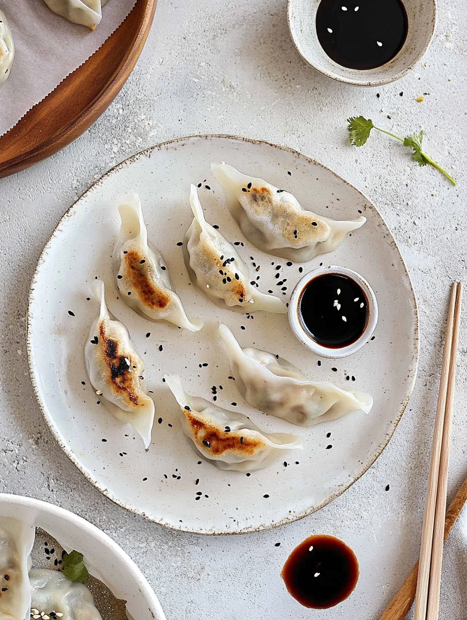 Beautifully prepared vegetable gyozas