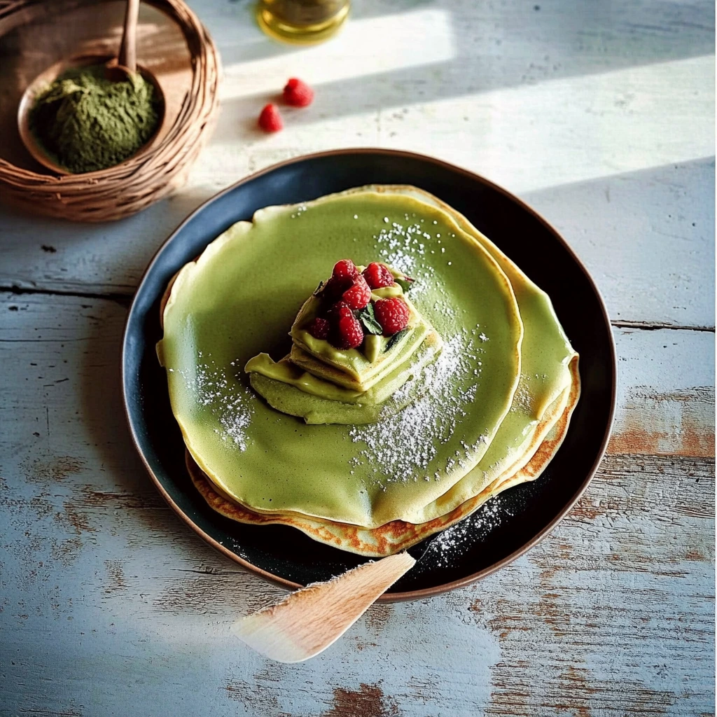 Matcha green tea crepes
