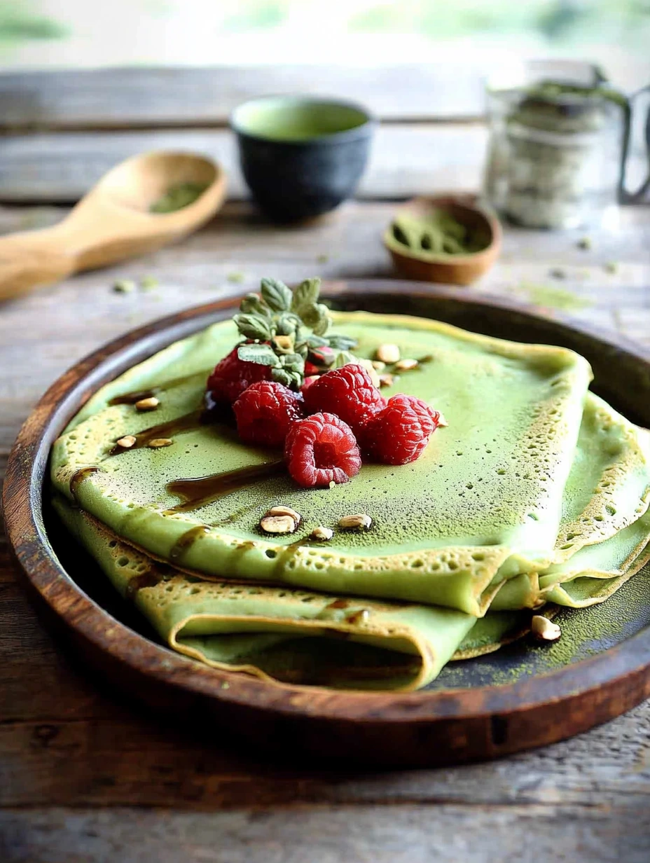 Easy matcha crepes ready to serve