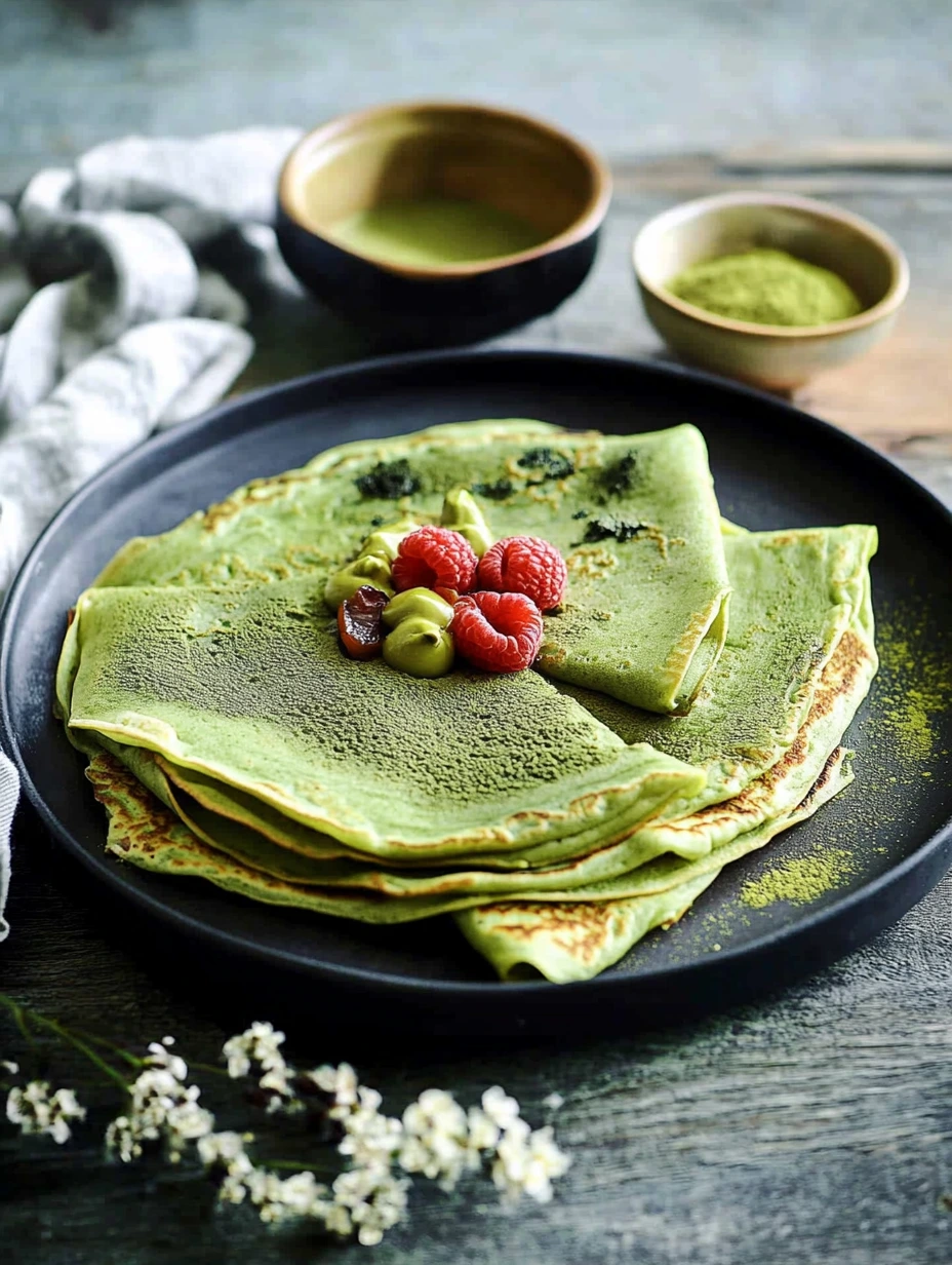 Finished matcha crepes ready to enjoy