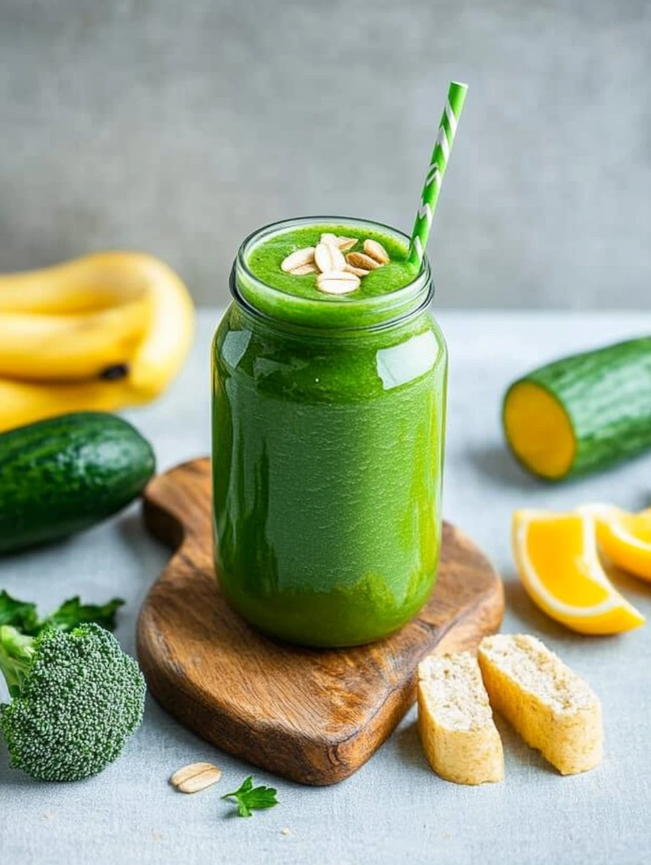 Smoothie in a green detox glass