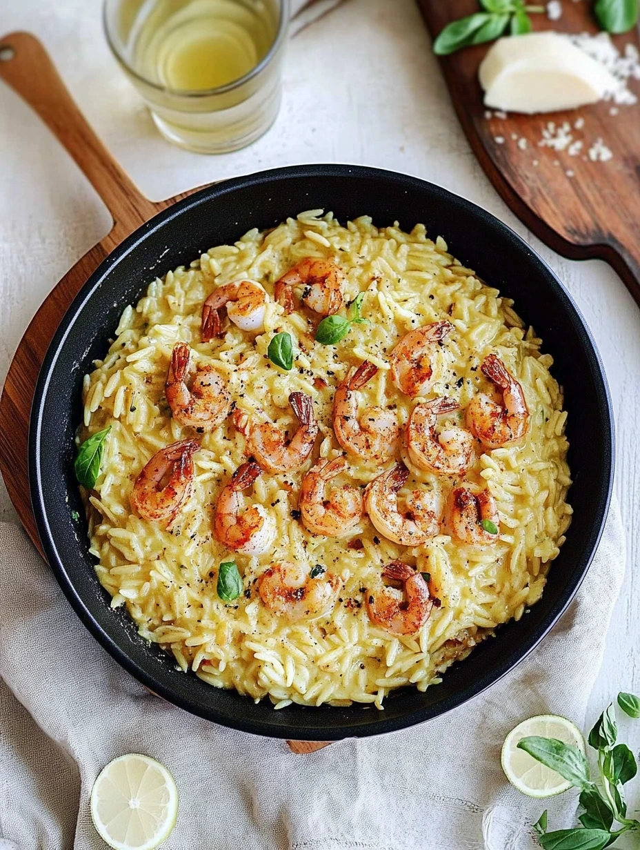 Orzo and shrimp quick meal