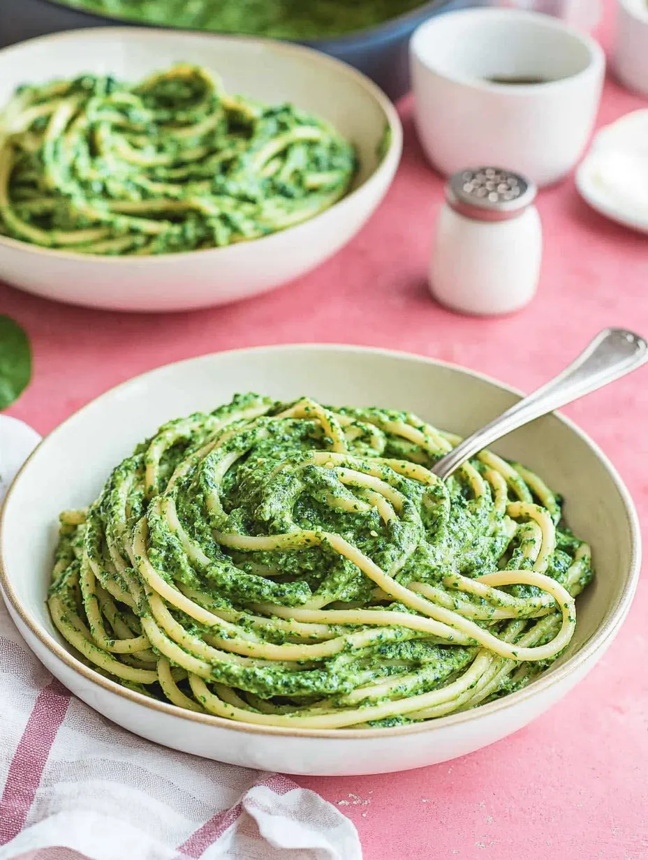 Creamy spinach spaghetti - quick vegan version
