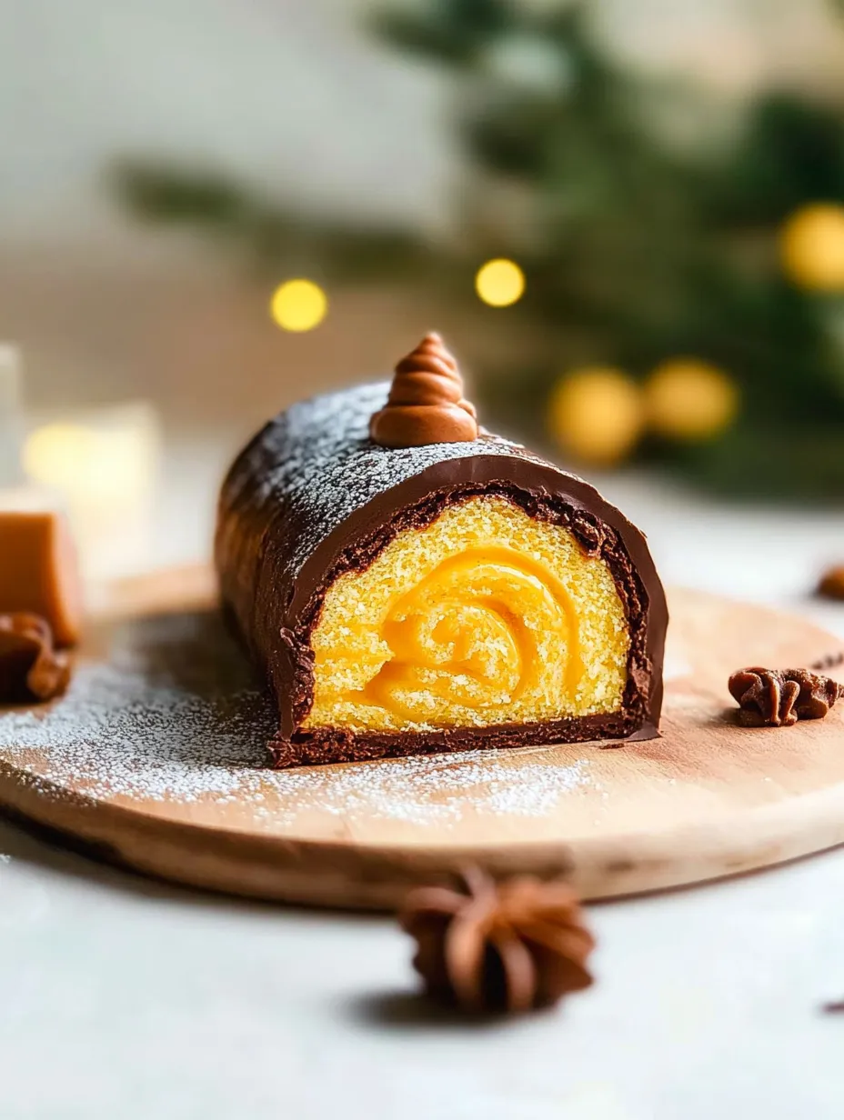 Mango-chocolate log, a treat for the mouth