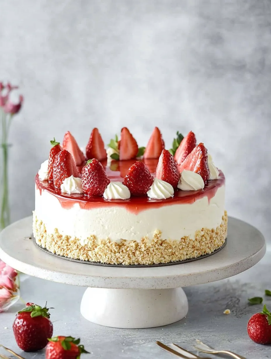 Homemade strawberry cake, ready to eat