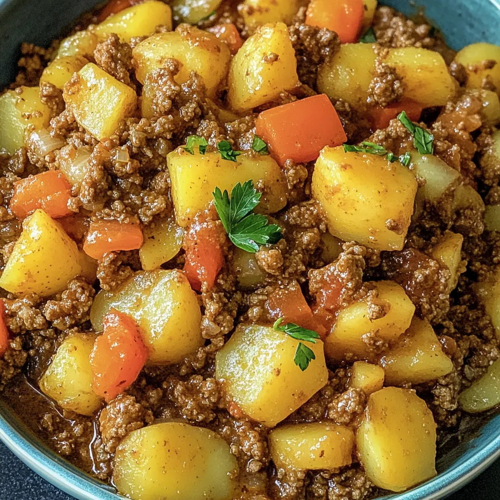 Hearty stew with minced beef and potatoes
