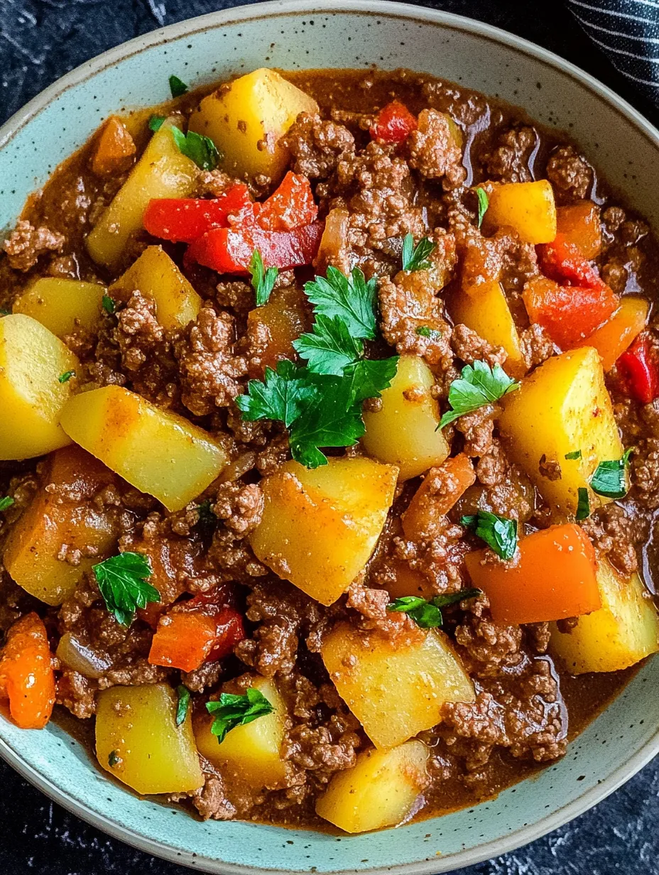 Tasty country stew with ground meat & potatoes