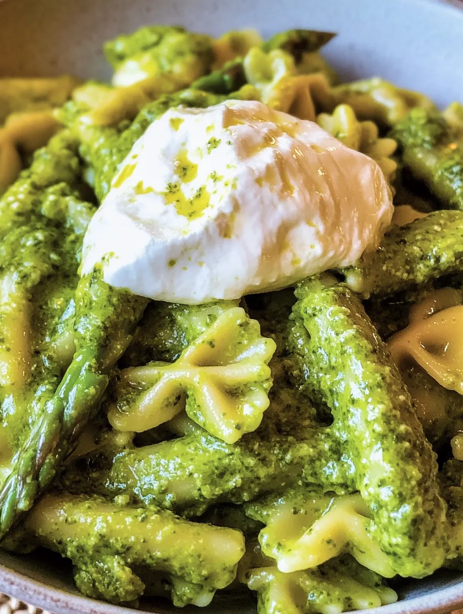 Spring pasta with wild garlic pesto, asparagus & burrata