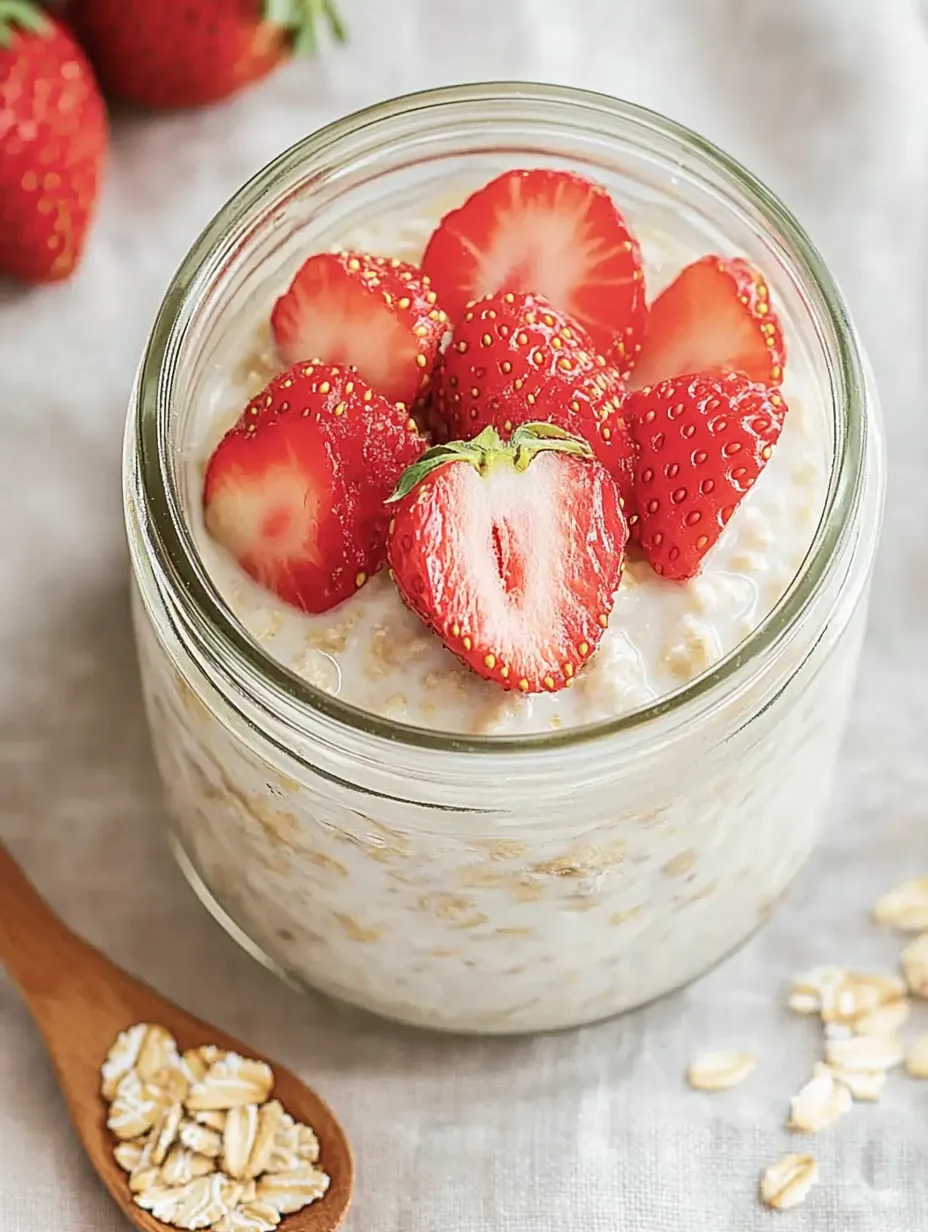 Healthy Breakfast: Overnight Oats with Strawberries & Yogurt